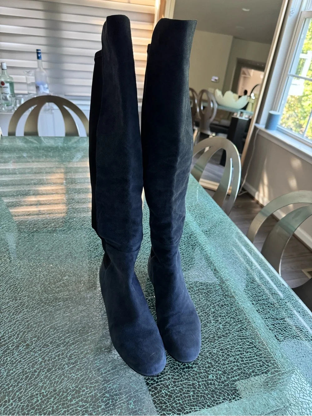 Stuart Weitzman Women's Over-the-Knee Suede Boots in navy blue 8 M